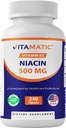 Vitamatic Niacin (비타민 B3) 500mg의 유지된 방출, 240의 정제 - 비 GMO & 글루텐 자유로운