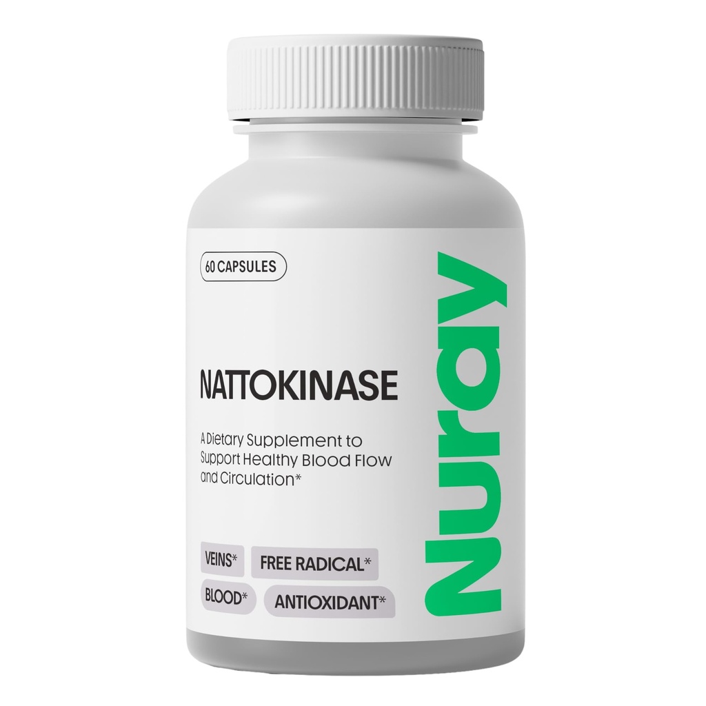 Nuray Nattokinase 150 mg, 봉사 당 20,000 FU - 건강한 순환과 관 기능, 60 채식 캡슐을 지원합니다
