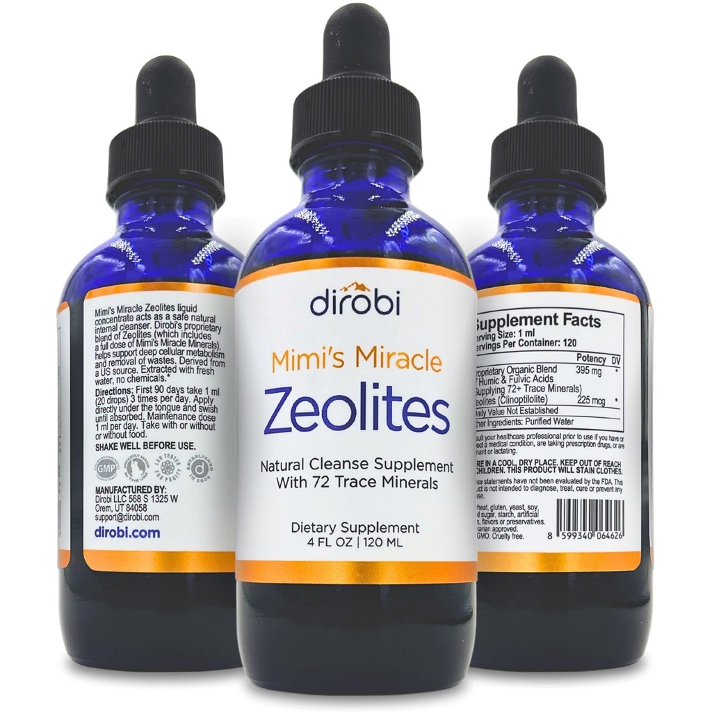 Mimi의 기적 비석 : 중금속 Detox Zeolite Supplement Drops with 70 Trace Minerals for Adults & Kids - 지원 셀 복원, 면역 및 소화 궤양 건강 (4 oz Bottle, 60 Day Supply)