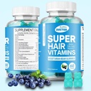 머리, 피부 및 손톱을위한 슈퍼 바이오틴 Gummies - 남성 및 여성을위한 Vegan 비타민, 더 빠른 머리 성장과 더 강한 손톱 지원 - 추가 강도