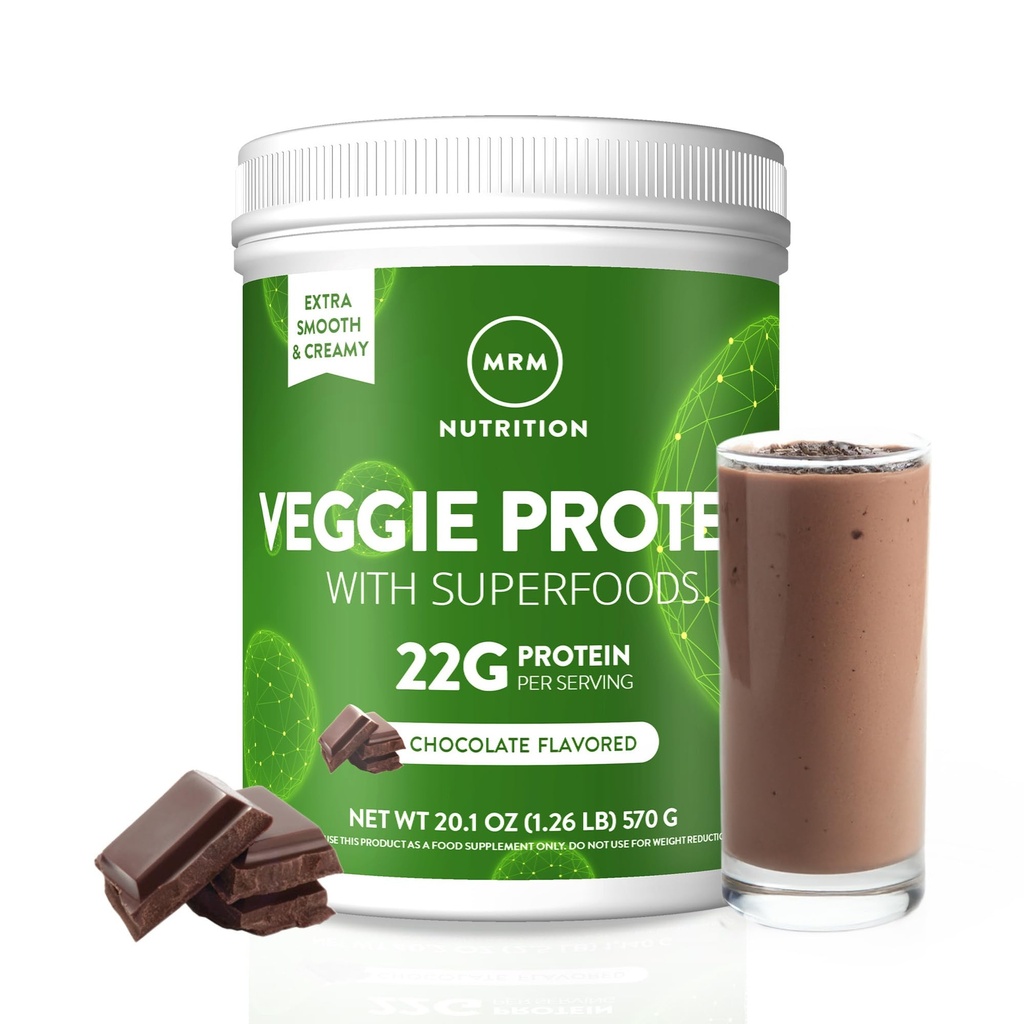 Superfoods의 MRM Nutrition Veggie Protein | 초콜렛 맛 | 22g Complete Protein | 8.8g Essential Amino acid 이상 | 13 superfood | 오메가 3s, 오메가6s | Keto Friendly | 30 서빙