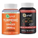Qunol CoQ10 & 심황: 심황 쿠르쿠민, 2400mg, 105 캡슐 & 매우 CoQ10 100mg, 90 Softgels