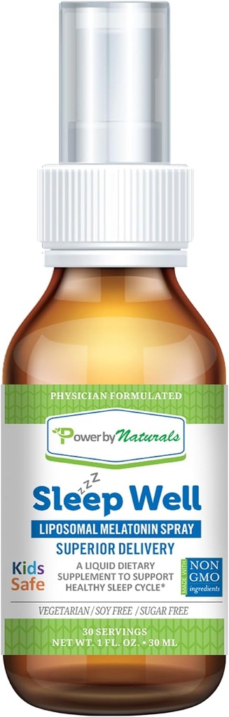 자연의 힘 - 수면 잘 - Liposomal 멜라토닌 스프레이 - 어린이와 성인을위한 멜라토닌 3 밀리그램, 30 서빙
