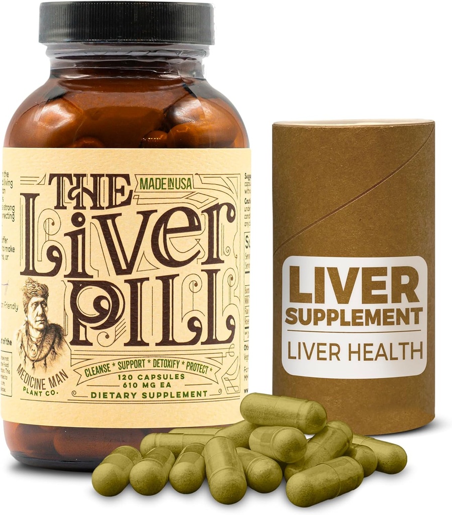 Liver Pill 120 캡슐 - 허벅지 뿌리, 밀크 이틀, 로즈마리 및 Flax 씨앗이있는 초본 간호 클렌징 해독 및 수리 알약 - 비 GMO, 유기 및 남성과 여성을위한 자연 간호 해독 알약