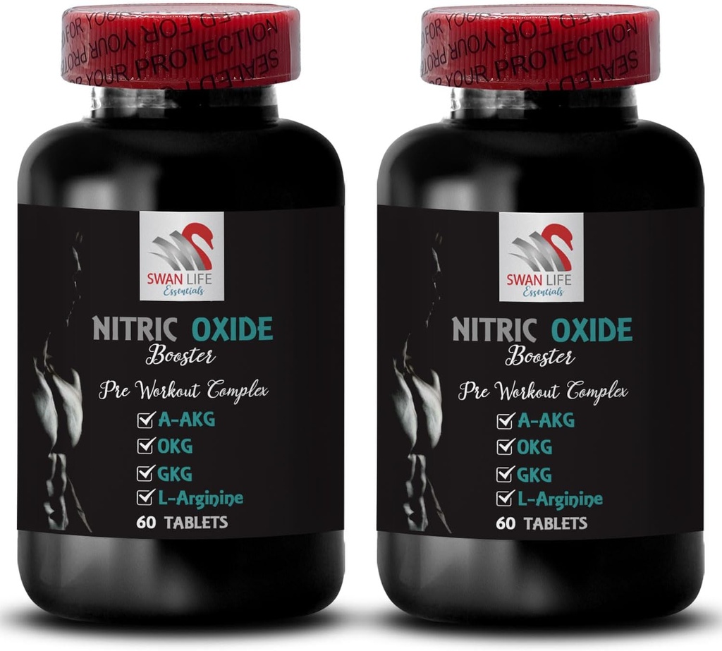 남성을 위한 질산 보충교재 - NITRIC OXIDE BOOSTER - L-Arginine, 힘 지원, 내구력 승압기, 운동 보충교재, 전력 공식, 에너지 혼합, 훈련 초점 2 병 120의 정제
