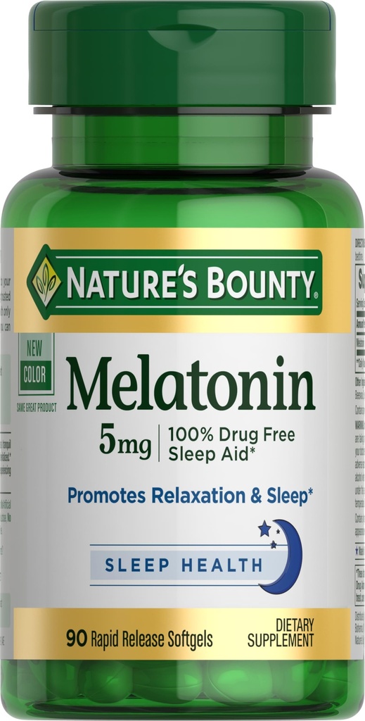 자연의 현상 Melatonin, 100 % 약물 무료 수면 보조, 다이어트 보충, 휴식과 수면 건강을 촉진, 5mg, 90 Softgels (팩 1)