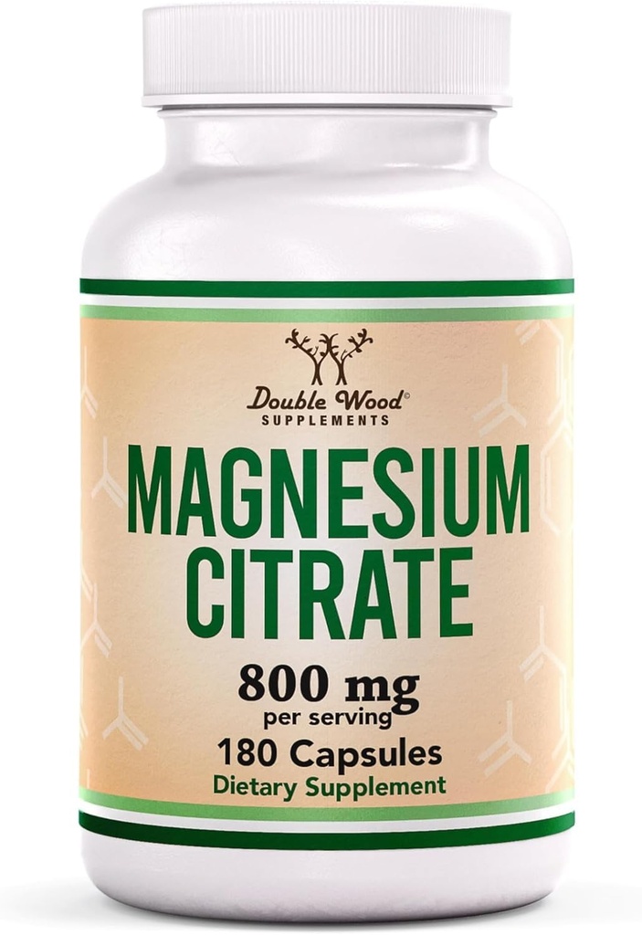 마그네슘 구연산염 800mg, 180의 캡슐, 소화 & 변비 지원, Vegan 안전, 비 GMO의 두 배 목제 보충교재