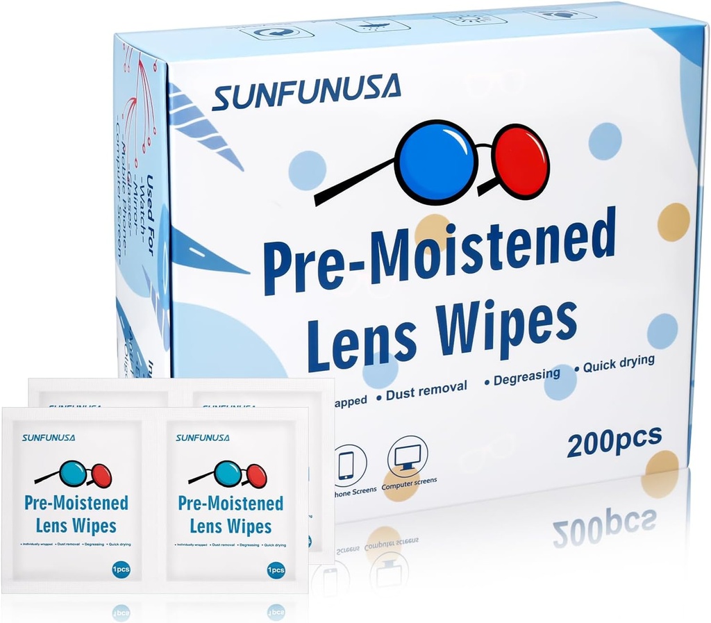 200의 조사 렌즈 청소 닦음-Pre-Moistened 개별적으로 감싸인 Eyeglass 닦음 광학적인 스크린 세탁기술자 Streak 자유로운 빠른 건조