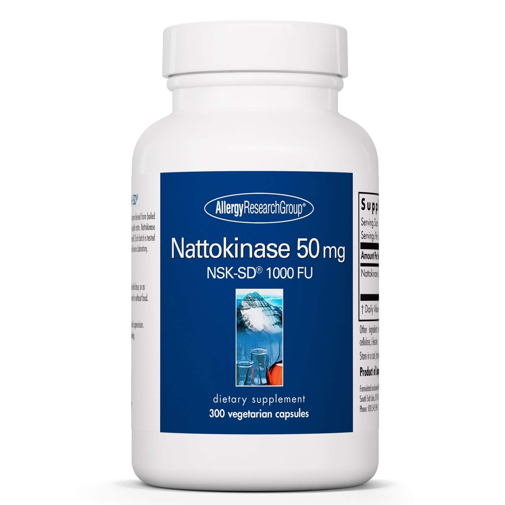 알레르기 연구 그룹 Nattokinase 50mg 보충교재 - NSK-SD 1000 FU의 심장 혈관 지원, 순환 건강, 채식 캡슐 - 300 조사