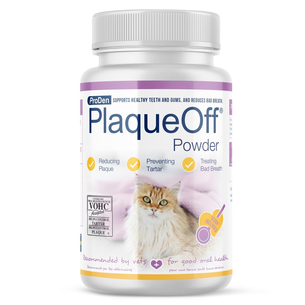 Cats 용 ProDen PlaqueOff 파우더 - Plaque & Tartar Reducer, Breath Freshener, Feline 구강 케어 - 40g