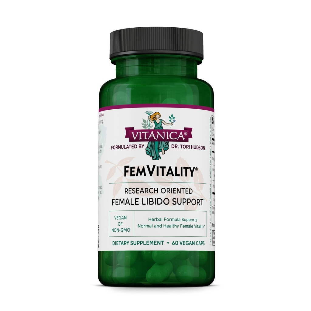 Vitanica FemVitality Libido 여성을위한 보충, 여성을위한 자연적인 여성 리비도 부스터, Intimate Drive, Desire 및 Stamina 증가, Vaginal Dryness 도움, Vegan 60 캡슐