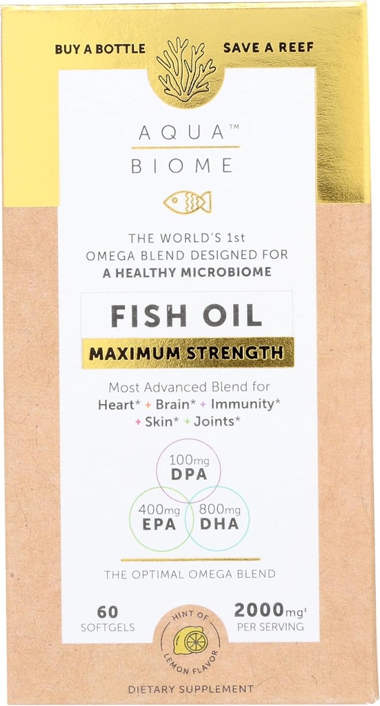 Enzymedica Aqua Biome, 최대 힘, 레몬, 오메가 3 물고기 기름, 60 Softgels