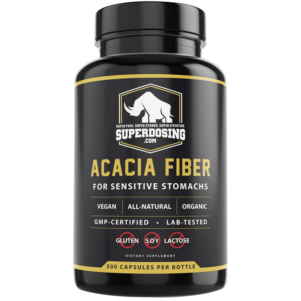 빠른 행동, 유기 Acacia Senegal 섬유 캡슐 300pk. 자연적인 녹는 섬유 보충교재 알약. Vegan Prebiotic 캡슐.