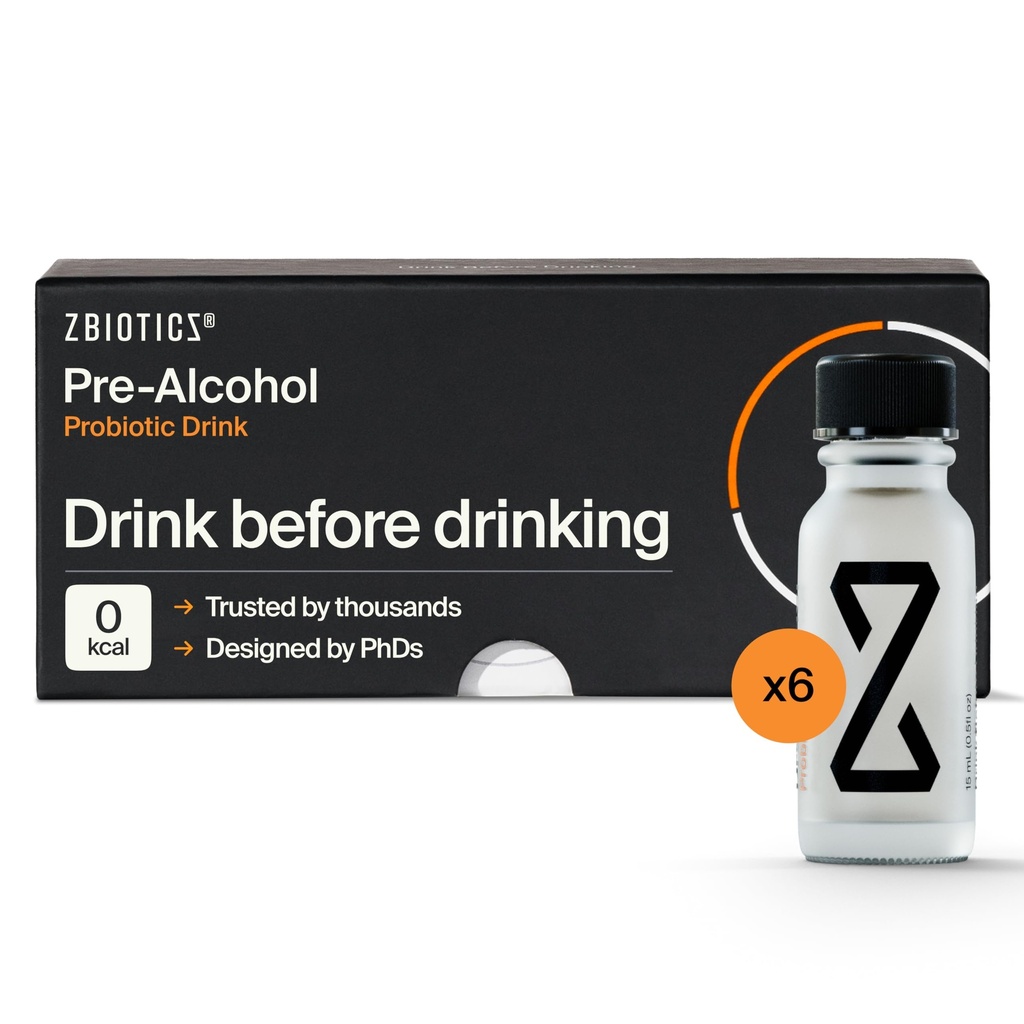 ZBiotics - 음주 후 더 나은 느낌, 새로 고침, 과학 백업, Easier 아침에 대한 특허 프로 바이오 틱, 여행 친화적 인, 0.5 Fl Oz 병의 6 팩