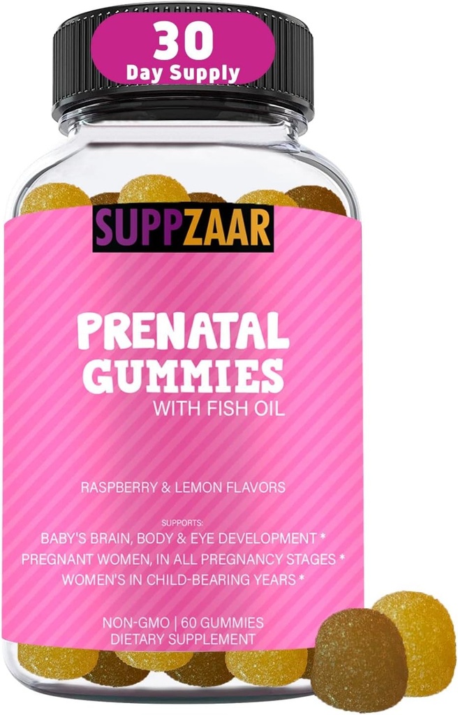 DHA, Folic Acid, Fish Oil, Iodine, Biotin & Vitamin A C D E B6 B12 - 여성 건강과 웰빙을 지원하는 맛있는 예비 비타민 - 60 Gummies