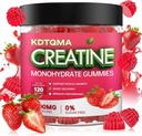 남자 & 여자 120 CT를 위한 크레아틴 Monohydrate Gummies - 서빙 당 크레아틴 Monohydrate의 5600mg, 근육 지원 & 에너지 부스트를 위한 Chewable Creatine Monohydrate, 설탕 자유로운, Vegan (딸기 풍미)