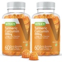 Ginger & Black Pepper Herbal Supplement, 2000mg, Immune Support, Healthy Skin 및 Joint Health, Vegan, Pectin 기반 Turmeric Curcumin Gummies - Chewable Peach flavor (2Pack)