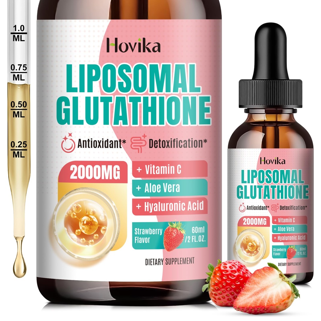 Liposomal 글루타티온 보충교재 2000mg의 비타민 C를 가진 액체 글루타티온 하락, Immune 체계를 위한 주된 산화 방지제, 시효 방어, 피부 건강, 간결 Detox 슈퍼 흡수, Strawberry 2 Fl Oz