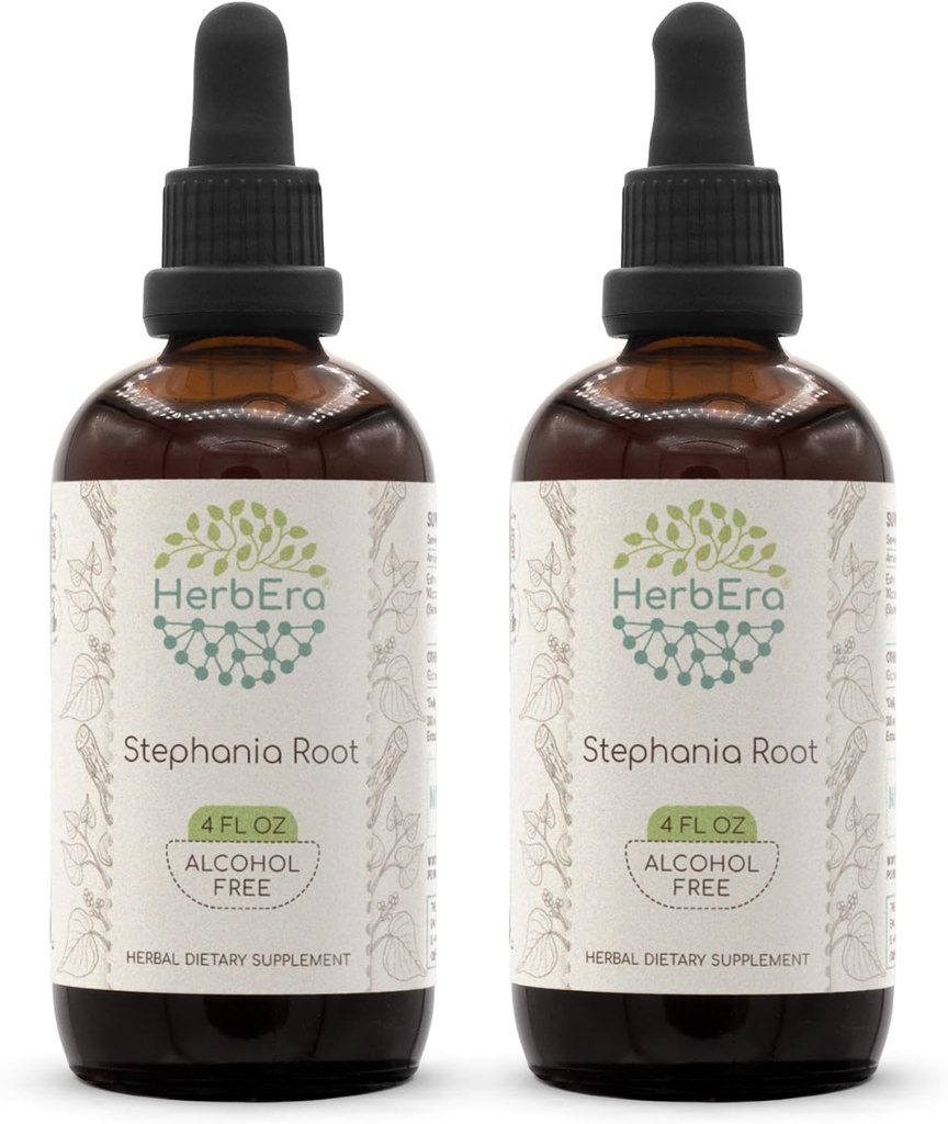 HerbEra Stephania 뿌리 B120 (2pcs) 알콜 자유로운 초본 추출물 아연, 집중된 액체 하락 자연적인 스테파니아 뿌리 (Stephania Tetrandra) 말린 뿌리 (2x4 fl oz)