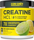 CON-CRET Creatine HCl Powder | 근육,인지, 세포 에너지 지원 | Bloating or Cramps | USA Made & NSF 인증 | 레몬 라임 (100 서빙)