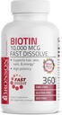 Bronson Biotin 10,000 MCG Lozenges 빠른 용해 높은 효능 지원 헤어, 피부 및 손톱 혼합 베리 맛 - 비 GMO, 360 채식 Lozenges
