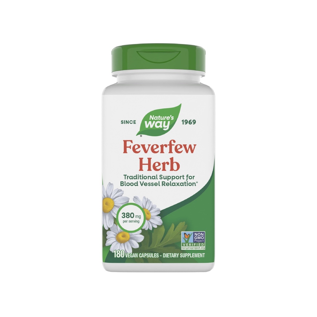 자연의 방법 Feverfew 허브, 혈관 휴식을위한 전통 지원 *, 서빙 당 380 mg, Non-GMO 프로젝트 검증, 180 Vegan Feverfew 캡슐 (포장 월병)