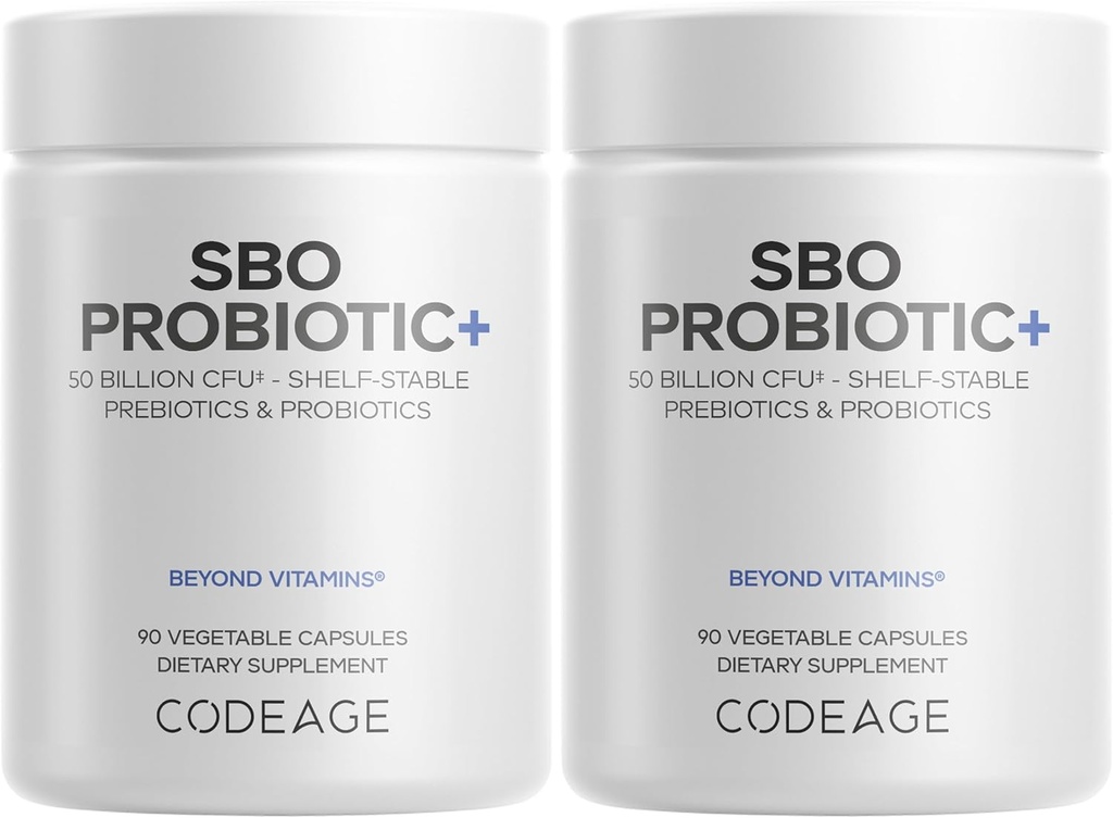 Codeage SBO Probiotics, 서빙 당 50 억 CFUs, 멀티 스트레인 Soil 기반 Organisms 혼합 및 유기 발효 식물 혼합, 선반 - 2 팩