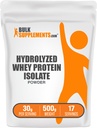 BulkSupplements.com Hydrolyzed Whey Protein Isolate Powder - Whey Isolate Protein - Unflavored & Gluten 무료, 서빙 당 30g, 500g (1.1 파운드) (팩 1)