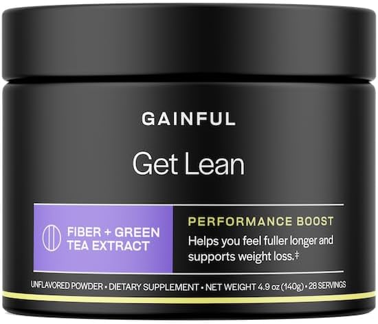 Gainful Get Lean Performance Boost, Green Tea Extract Fiber Supplement, Gut Health, Cassava Root, High Fiber Antioxidant Rich Formula, Unflavored, 28 서빙