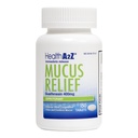 HealthA2Z® Mucus Relief | Guaifenesin 400mg | Immediate Release Expectorant | 가슴 혼잡 및 Mucus Relief | 150 정제