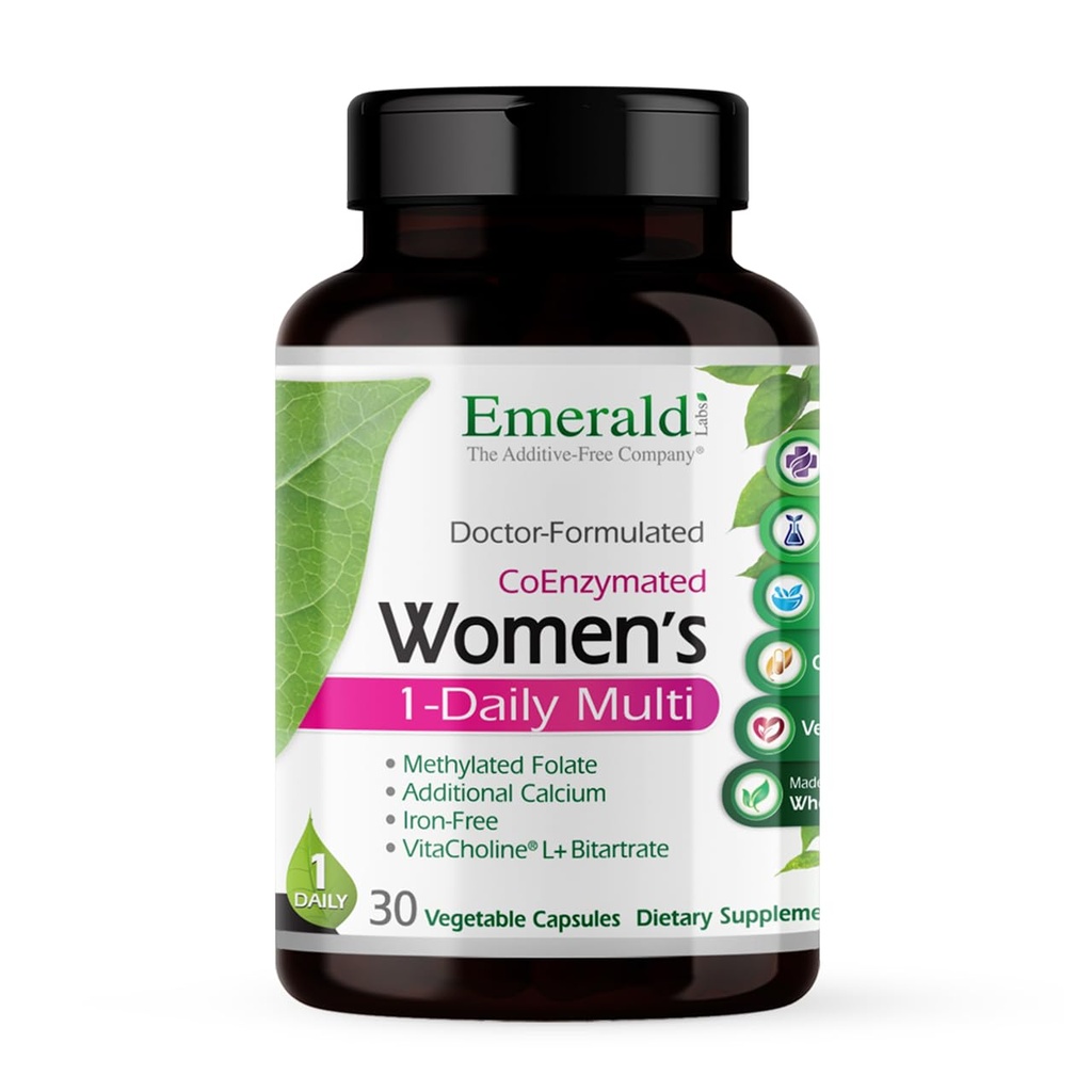 EMERALD LABS Women's 1-Daily Multi - 여성을 위한 Multivitamin - 칼슘, 아연, 비타민 B & More - Bone & Immune 지원 보충교재 * - 글루텐 자유로운 - 30 식물성 캡슐