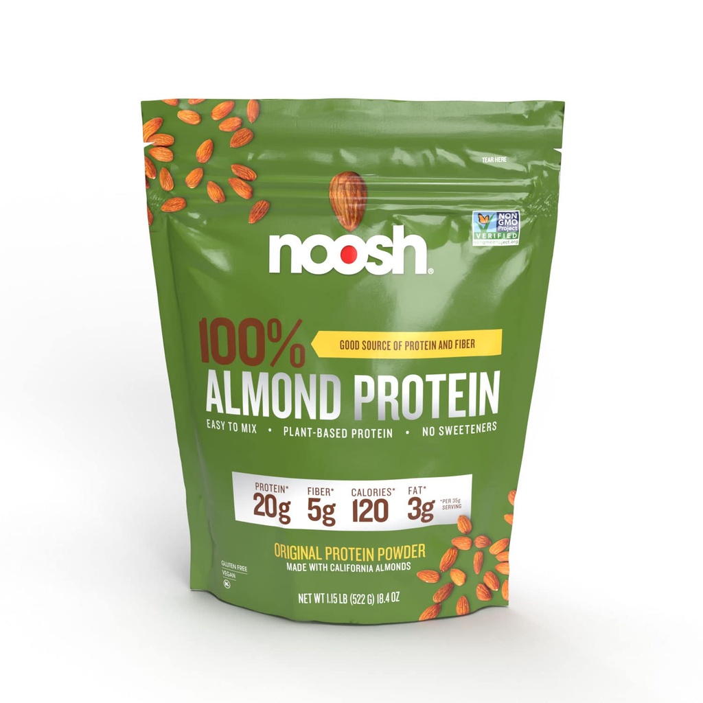 NOOSH 공장 기반 알몬드 단백질 분말 불연 35 그램 - Vegan, 모든 천연 재료, 비 GMO, 글루텐 무료, 고셔, 땅콩 무료, 소이 무료, 낙농 무료 (불꽃)