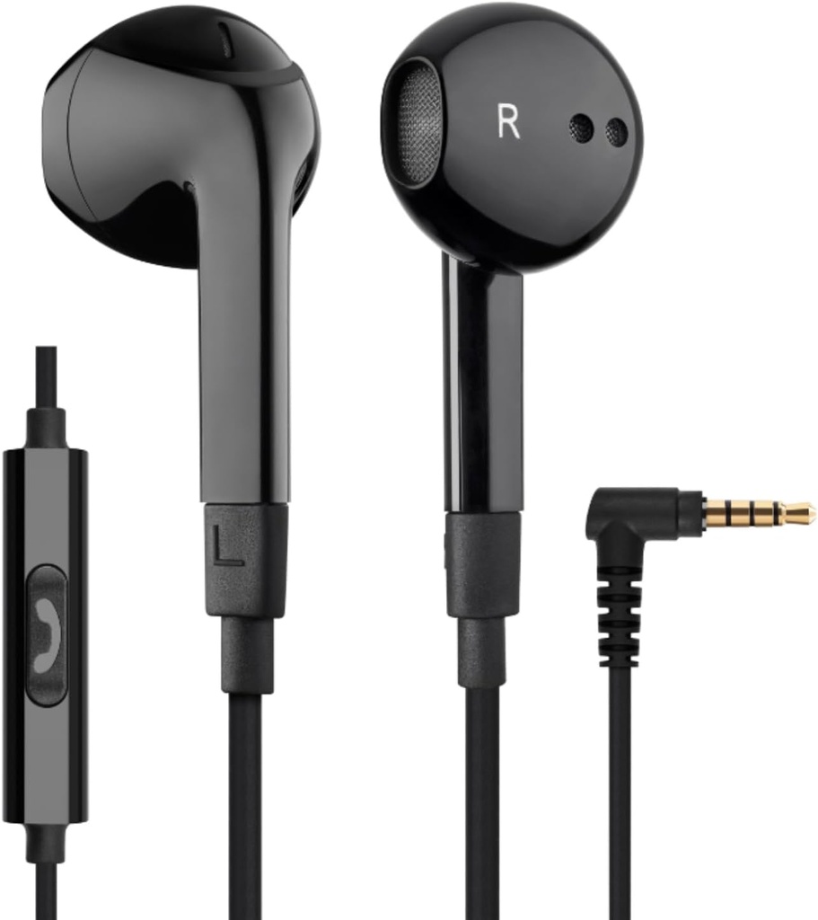 LUDOS FEROX 유선 이어폰 내장 헤드폰, 5 년 보증, 마이크가있는 이어폰, iPhone, Samsung, 컴퓨터, 노트북, 어린이, 학교를위한 3.5mm 잭 이어 버드 용 노이즈 Isolation
