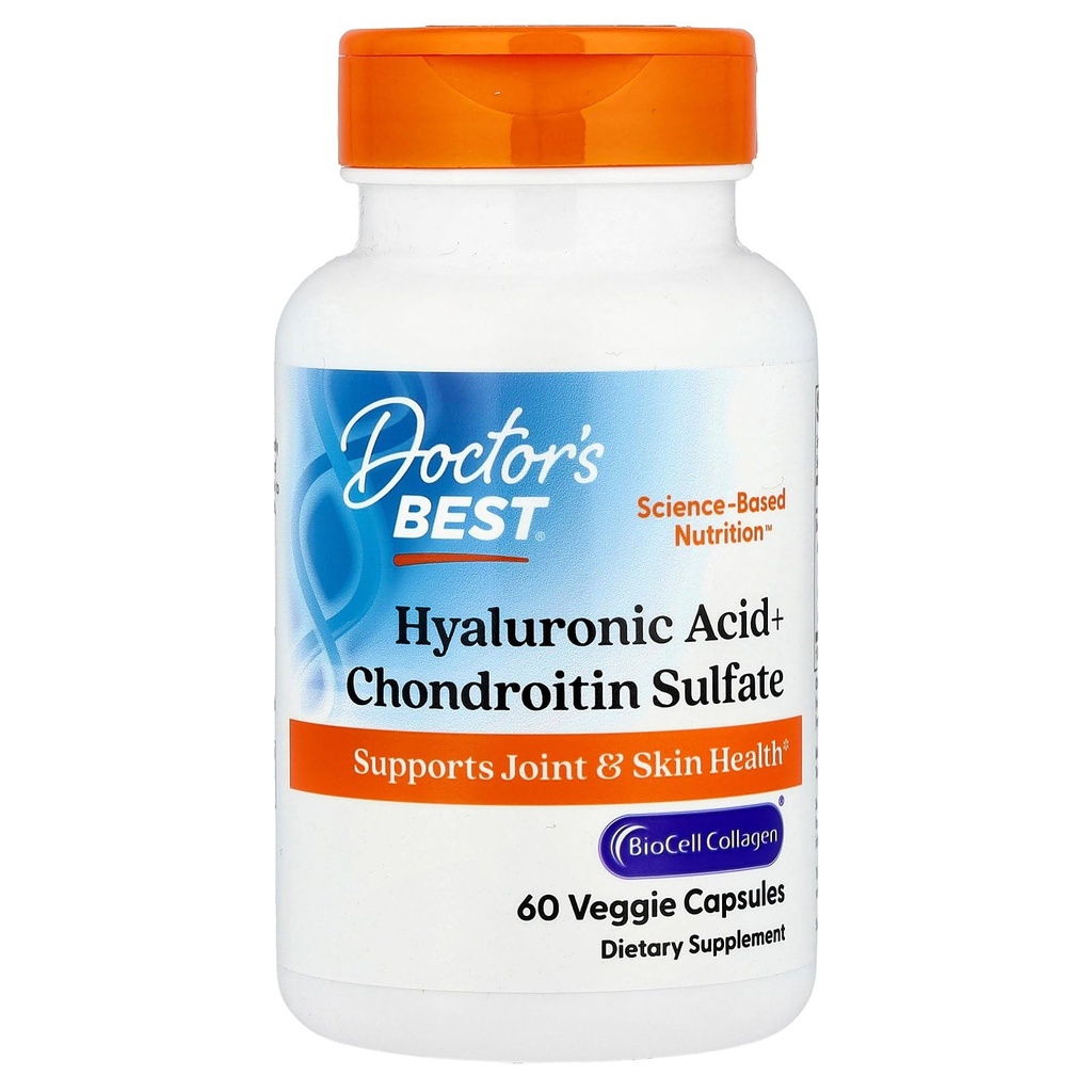 의사 최고의 Hyaluronic Acid+ Chondroitin 황산염, 관절 및 피부 건강, 비 GMO, 글루텐 무료, 콩 무료 60 Veggie 캡슐 지원