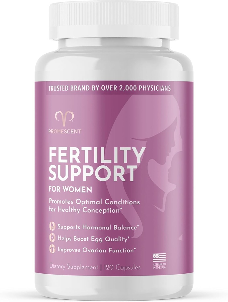Prenatal 비타민을 가진 여성을 위한 Promescent Fertility 보충교재 – Folic 산, 철, 비타민 C/D/B6/B12, 아연, 셀렌 & Ashwagandha 건강한 Ovulation 개념 & 임신, 120의 캡슐