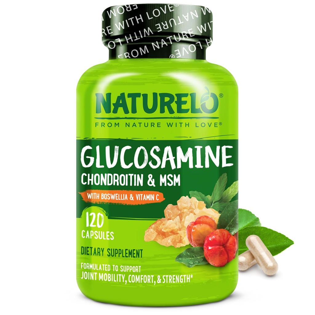 Boswellia와 비타민 C를 가진 NATURELO 글루코사민 Chondroitin MSM - 합동 안락, Mobility 및 힘 - 120의 캡슐을 위한 보충교재
