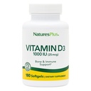 Nature Plus Vitamin D3 (Cholecalciferol) - 1000 iu, 180 Softgels - 건강한 Bones & Immune 시스템 지원을위한 영양 지원 - Bioavailable Active Form - 글루텐 프리 - 180 서빙
