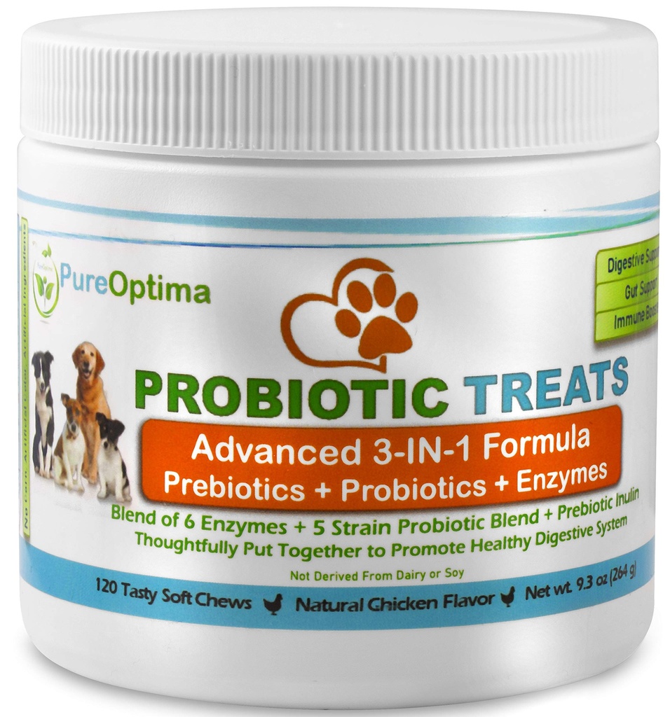 개, 소화 효소 + Prebiotics에 대한 Probiotics Chews는 소화, 설사, 변비, 가스, 나쁜 호흡, 누출 Gut, 알레르기 면역 장애 매일 보충 120 조사를 향상시킵니다.