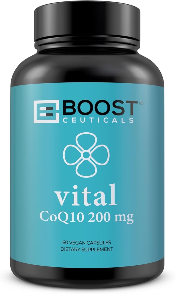 CoQ10 200mg | 생맥주가있는 높은 흡수 Coq10 | 순수한 CoQ10 비건비 GMO | 글루텐 없음 | 60 200 mg 캡슐