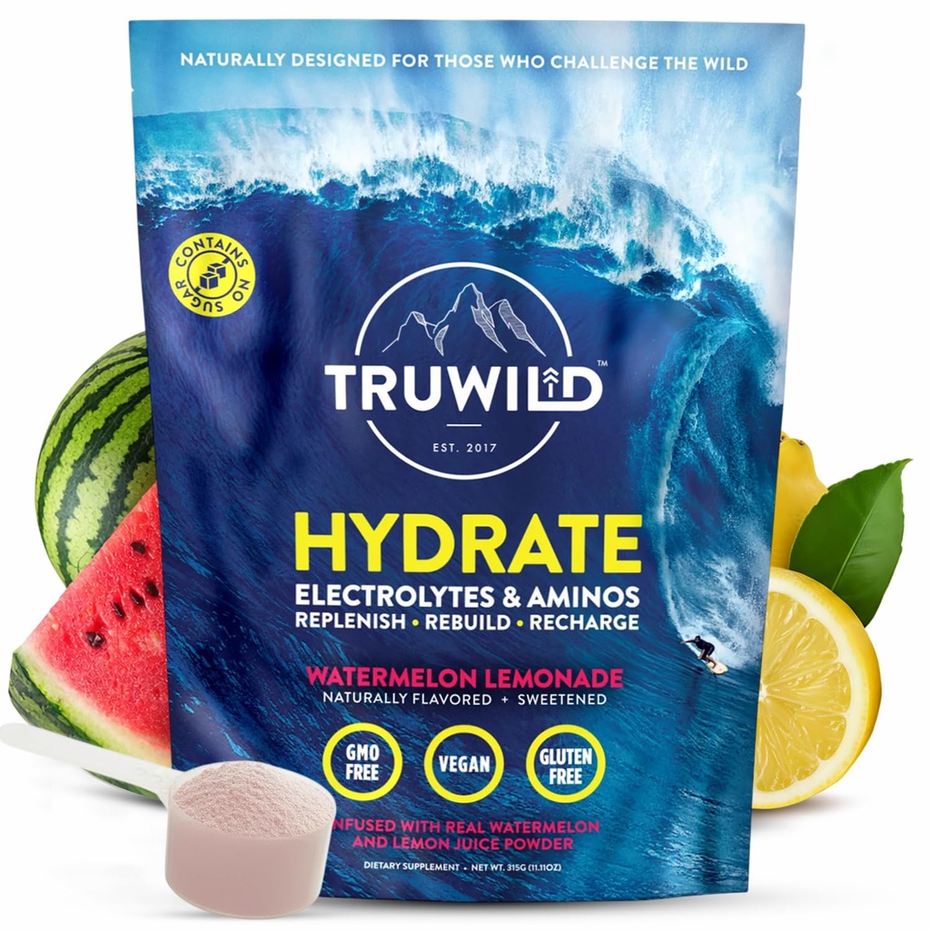 Zero Sugar, Vegan Electrolytes + Amino Acids, 매일 사용을위한 회복 음료, 포스트 운동 근육 지원 마그네슘 (Watermelon Lemonade)로 보충