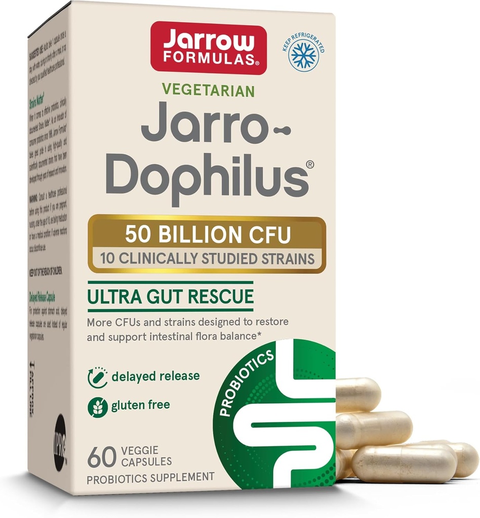 Jarrow Formulas Jarro-Dophilus Ultra Gut Rescue - 50 억 CFU Per 서빙 - Probiotics Restore, Protect & Intestinal Flora 유지 - 60 서빙 (Delayed Release)