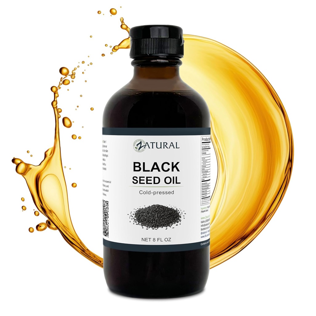 Zatural Black Seed Oil Nigella Sativa Cold Pressed Cumin Oil Digestion, 피부, 두뇌, 면역, 관절 및 기타 (8 Fl Oz)