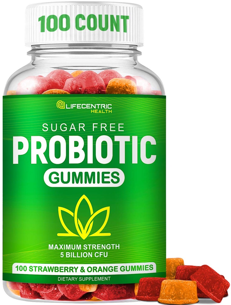 성인과 어린이 최대 강도 5 억 CFU에 대한 Probiotic Gummies | 소화 건강을위한 유기농 설탕 무료 Gummies | 100 카운트 Vegan Gluten 무료 Chewable Probiotic Gummies 남성 여성과 어린이