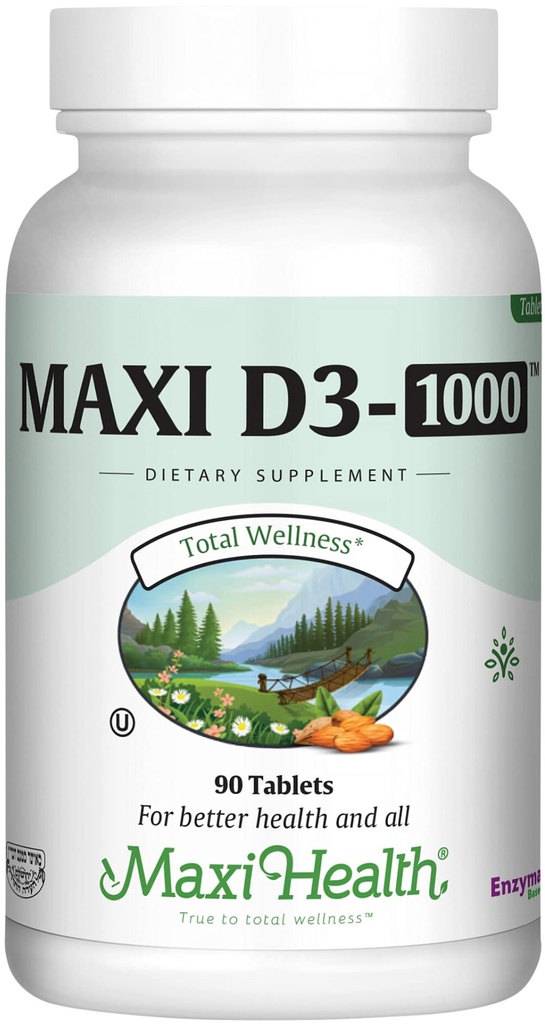 Maxi 건강 비타민 D3 1000 IU 규정식 보충교재 - 삼키기에 쉬운 - 무취 & 몰취미한 - 성인 여자 & 남자에 있는 칼슘 흡수, 면역력 및 뼈 건강 지원 - 90의 정제
