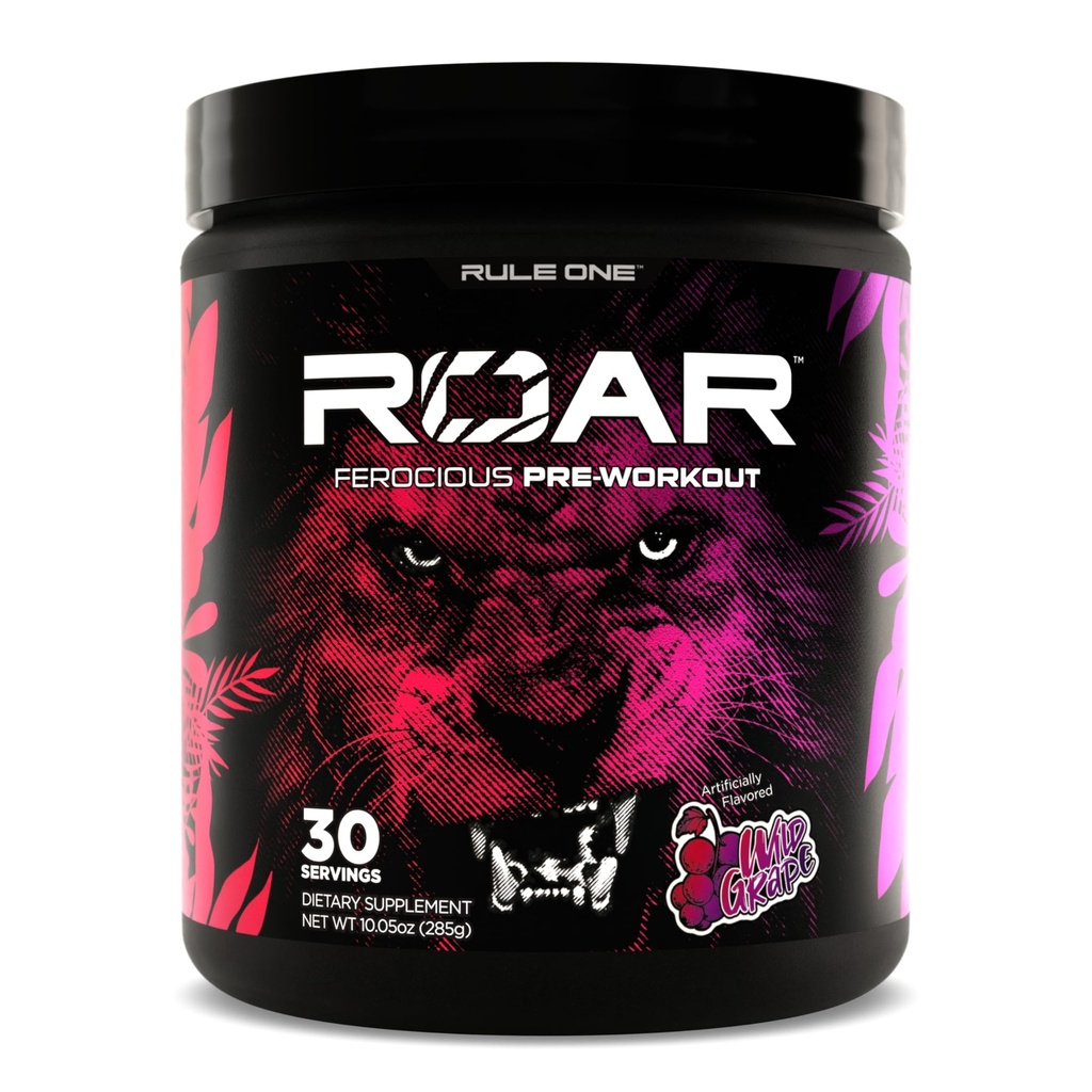 규칙 1 R1 Roar - Creatine, Beta-Alanine, Citrulline, Electrolytes & Caffeine (30 서빙, 야생 포도)와 사전 운동 분말