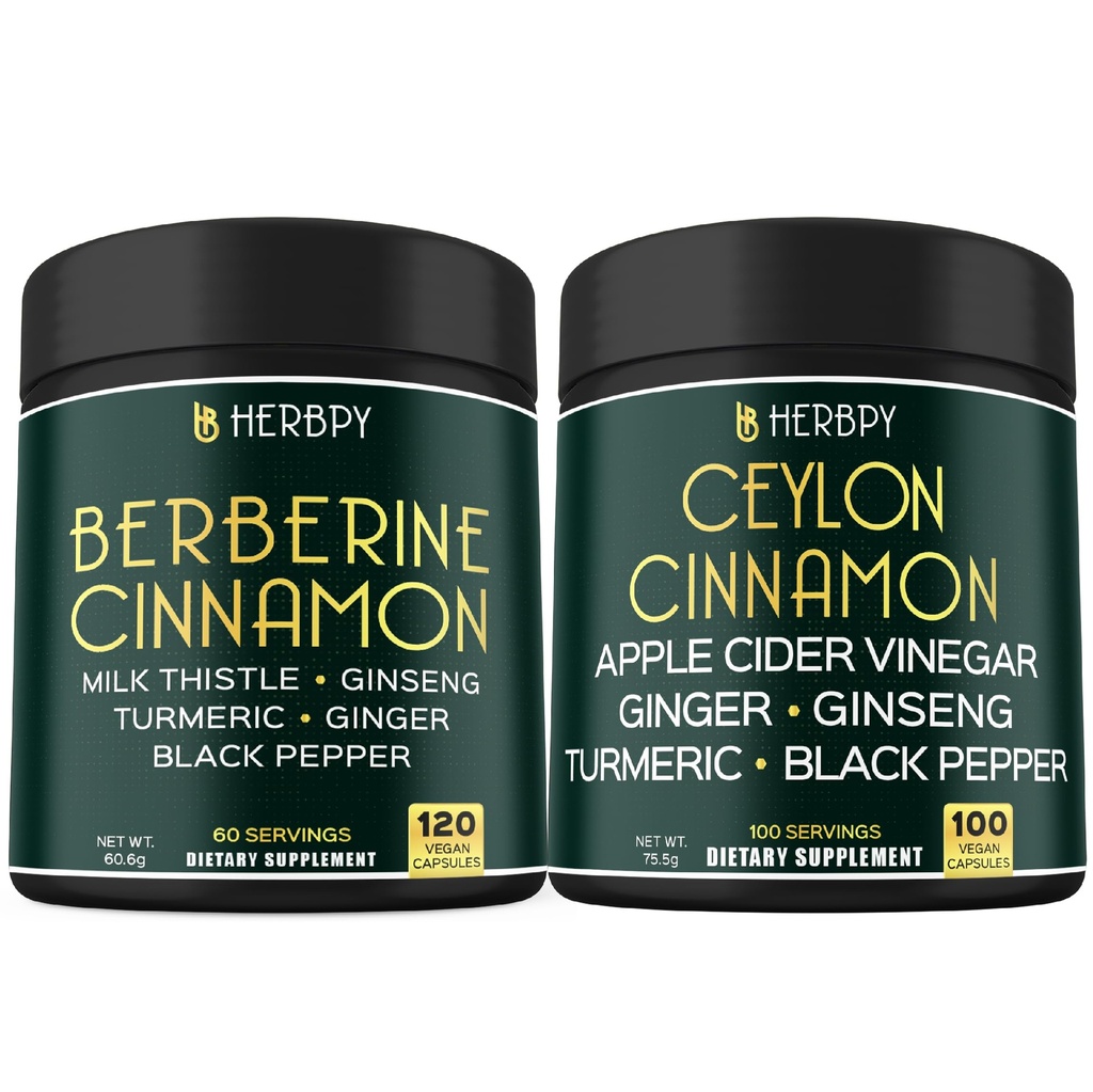 번들 7in1 Berberine HCl 97 % 보충제 및 6in1 프리미엄 Ceylon Cinnamon 보충제