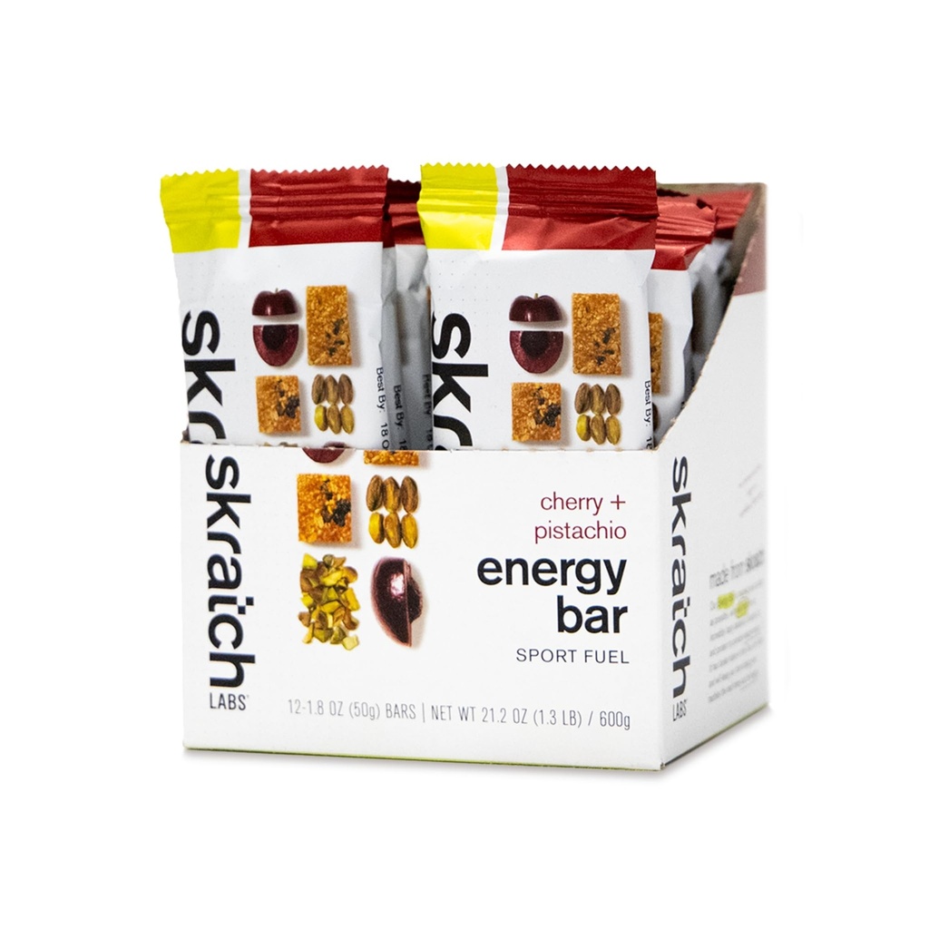 Skratch Labs Energy Bar | 체리 + 피스타치오 (12 팩) | 식물 기반 건강한 스낵 | 낮은 설탕 - 5g Protein | Non-GMO, Gluten Free, Soy Free, Vegan, Kosher