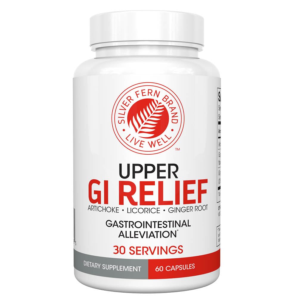 Silver Fern GI Relief - Natural Herbal Supplement - Artichoke Leaf Extract, Ginger Root Extract 및 GutGuard Licorice Flavonoids (1 병 - 60 캡슐 - 30 일 공급)