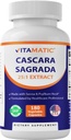 Vitamatic Cascara Sagrada Senna & Psyllium Husk - 180 Veg 캡슐 - 25X Potency를 농축 - 모든 자연 - 비 GMO