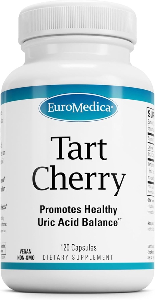 EuroMedica Tart Cherry - 건강한 Uric 산성 균형 & 합동 건강을 지원하는 산화 보충교재 - 식이 영양 보충교재 - 운동 후에 원조 회복에 식이 보충교재 - 120의 캡슐